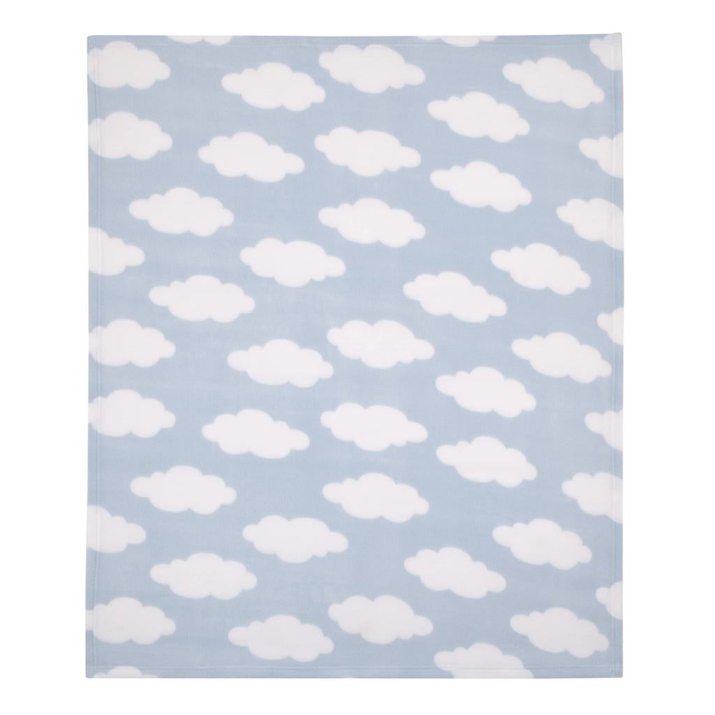 NoJo Everything Kids Light Blue and White Cloud Super Soft Toddler Blanket