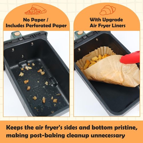 BYKITCHEN Air Fryer Liners - Set of 120 Rectangle Disposable Liners for Ninja Dual Air Fryers | Compatible with DZ201/DZ401/DZ550/SL401 & Instant Vortex