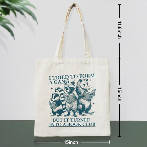 Mahrokh Cute Canvas Tote Bag with Pockets for Adults, Book Lovers Gifts - Mothers Day, Birthday Gifts for Book Lovers Women - Reading Accessories, Librarian, Bookish, Readers, Library Present