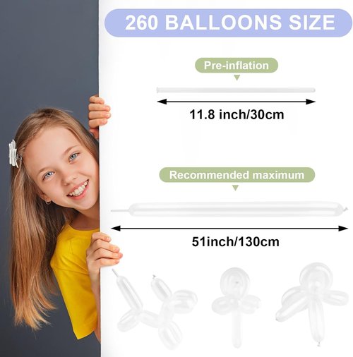 260 Premium Long Skinny Latex Balloons by [Brand Name] - 100 PCS White for Twisting & Party Decor