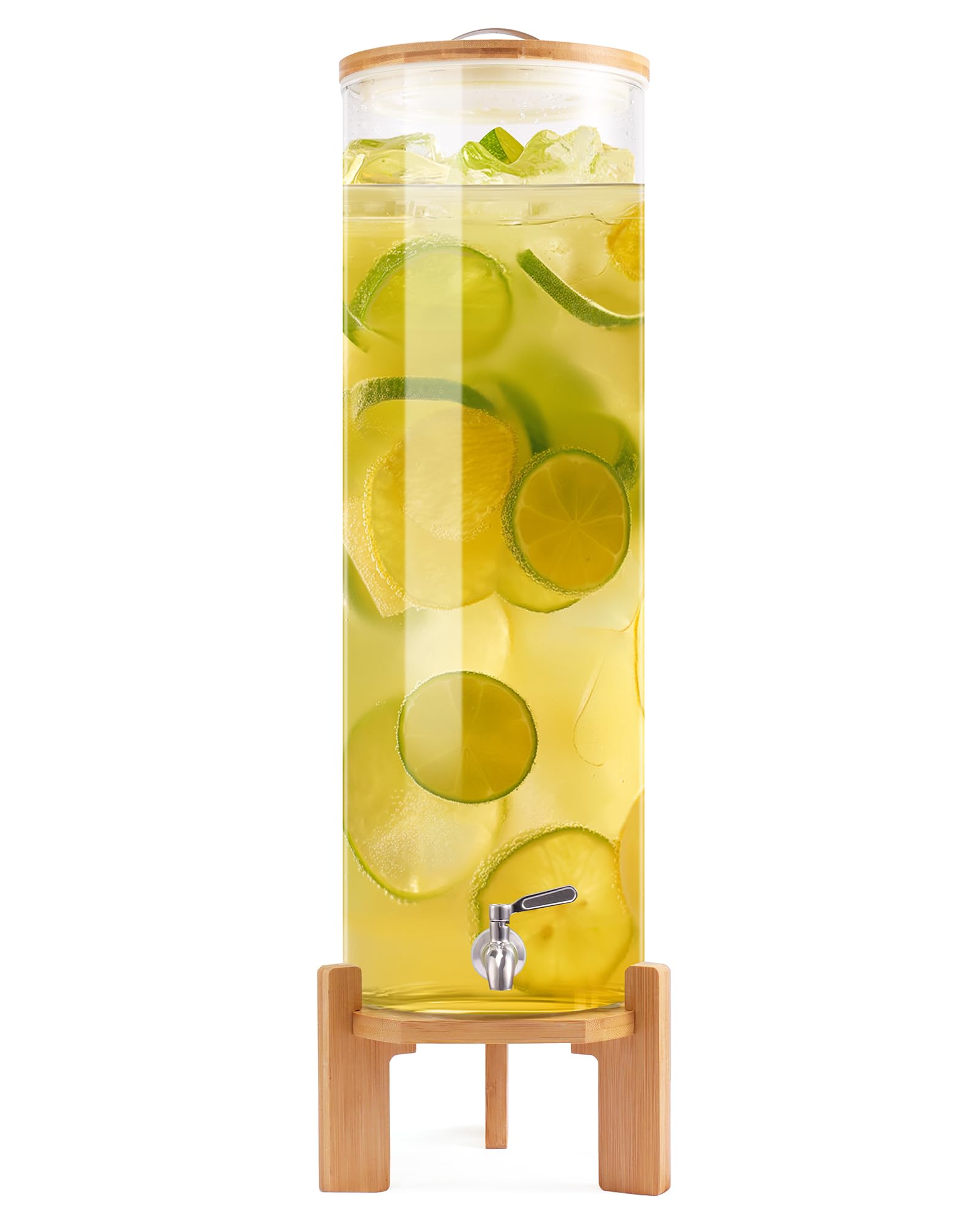 Glass Drink Dispenser,4.1 Gallon Water Dispenser with Stand,Glass Beverage Dispenser with Spigot - Large Drink Dispensers for Parties,Wedding,Bars,Restaurants