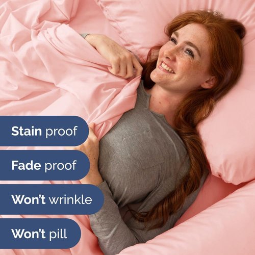 Flex Top Split Head King Sheet Set - Comfy, Breathable & Cooling Luxury Bedding - Deep Pockets, Soft Oeko-Tex - Baby Pink