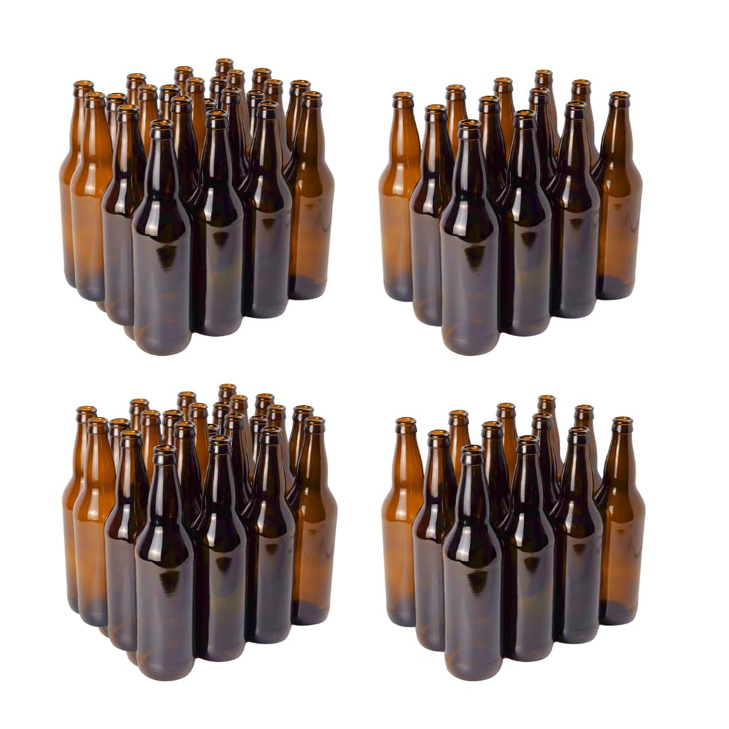 FastRack Amber Beer Bottles 22oz (Pack of 48) | Longneck Glass Beer Bottles with Pry-off Crown Finish for Home Brewing Mead, Cider & Kombucha | Durable Brewing Bottle & Bottling Kit