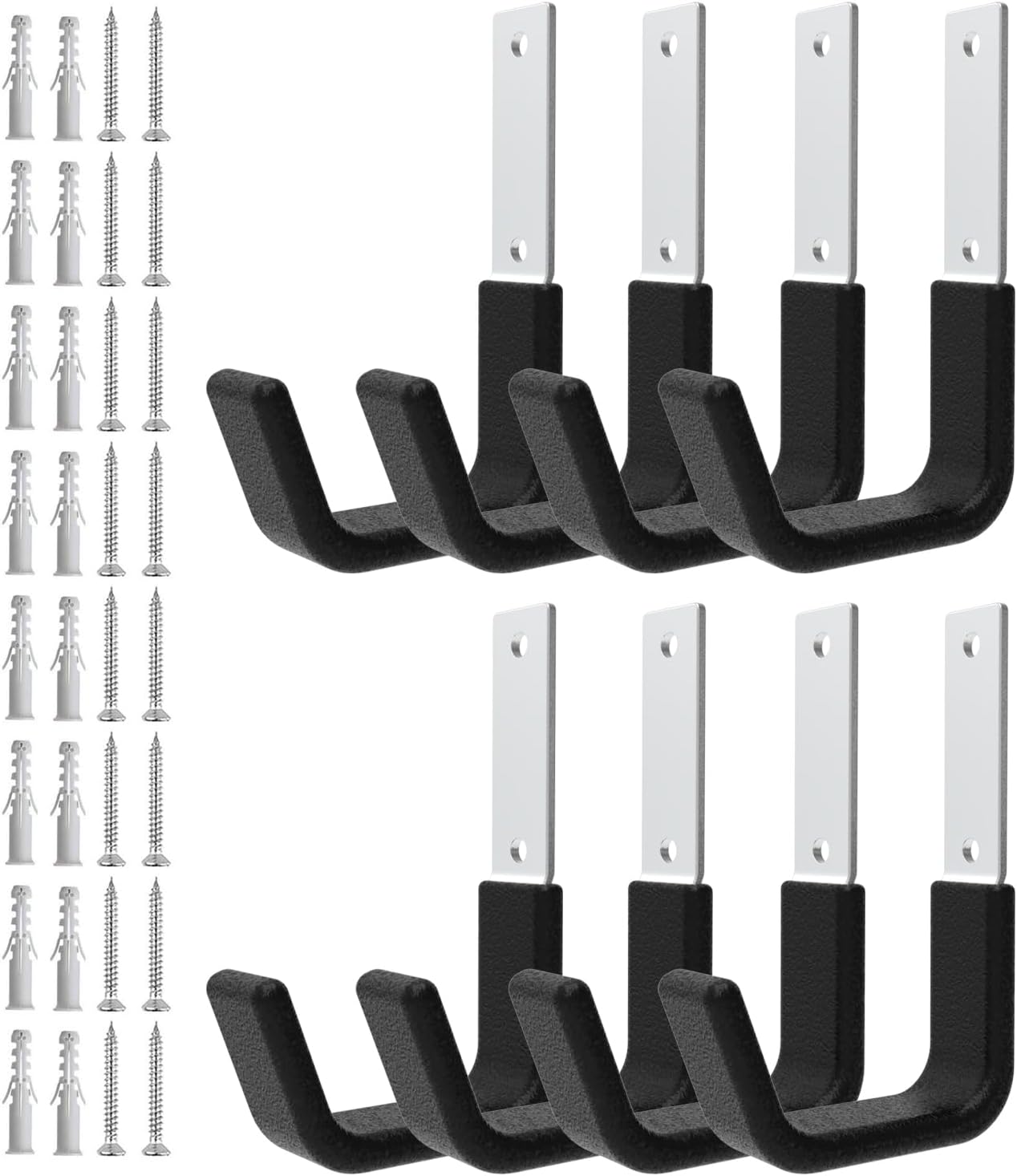 Skiennix Heavy Duty Utility Hooks - Wall Mount Storage for Hose, Bike, Ladder & More (8 Small)