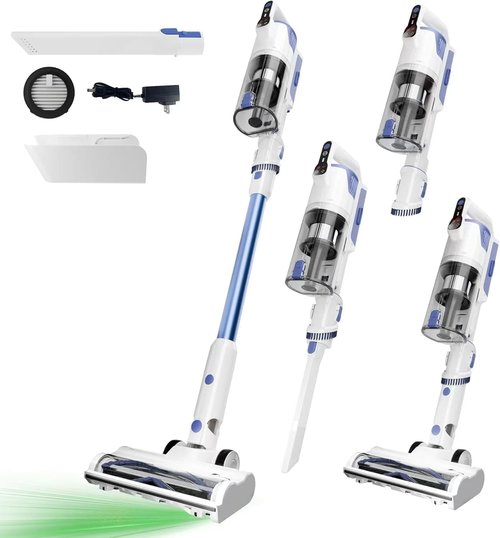 whall Cordless Vacuum Cleaner, 45KPA 88,000RPM Vacuum Cleaners for Home with LED Display, Self-Standing & Anti-Tangle, Lightweight Stick Vacuum for Pet Hair Carpet Hard Floor, Azure