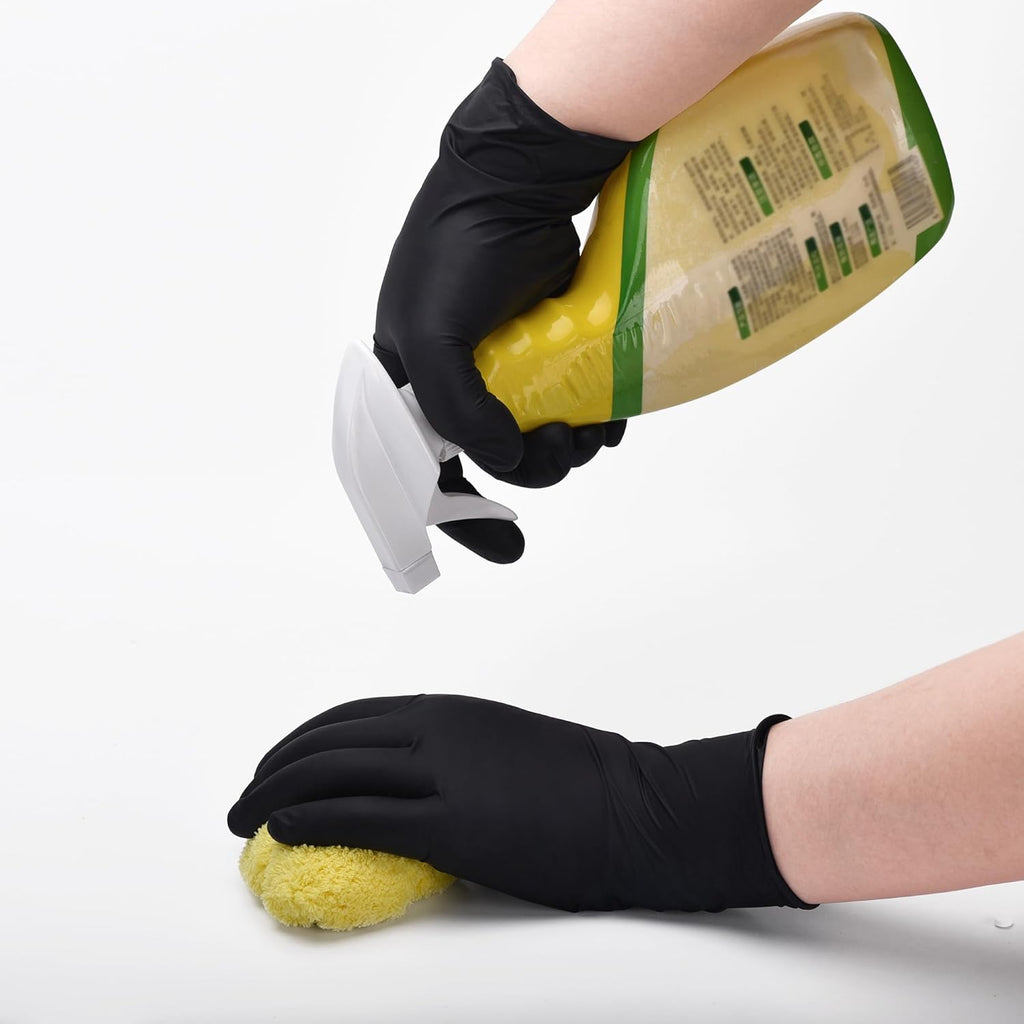 Schneider Nitrile Exam Gloves - Black Latex-Free, Powder-Free Disposable Gloves for Medical & Food Prep
