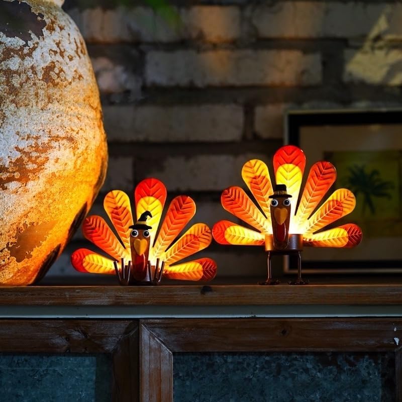 Skiennix 6 Pack Metal Turkey Tealight Candle Holders - Perfect for Thanksgiving Table Decor