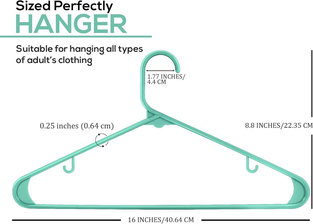 Utopia Home Plastic Hangers 50 Pack - Durable Space-Saving Closet Organizers - Aqua for Shirts, Pants & Coats