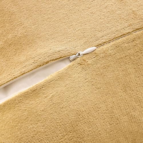KWLET Gold Velvet Throw Pillow Covers Set of 2 18x18 Inches with Tassels - Boho Modern Home Decor