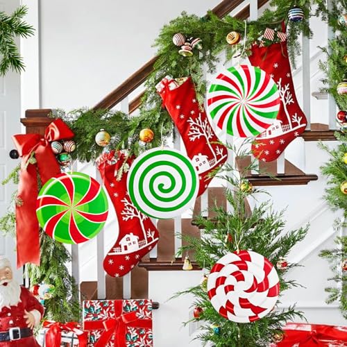Large Indoor Christmas Candy Lollipop Ornaments - Set of 12