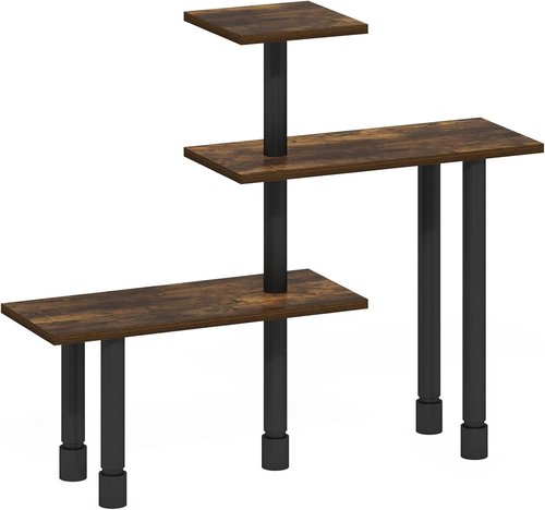 Furinno Turn-N-Tube Kitchen Countertop Organizer - 3-Tier Corner Shelf in Amber Pine for Efficient Storage
