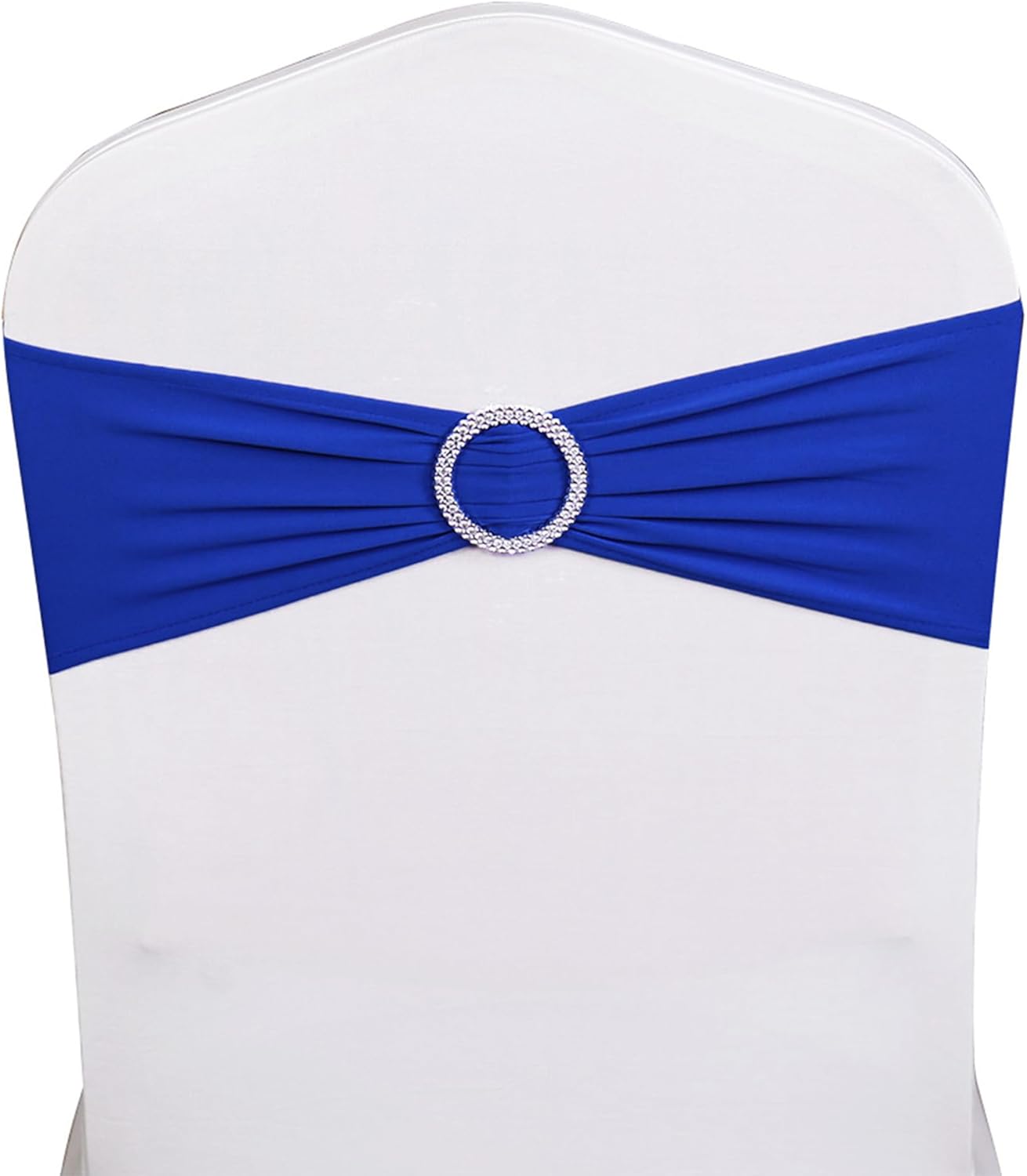 Spandex Royal Blue Chair Sashes - 100 Pack Wedding Chair Bands with Buckles for Events & Parties