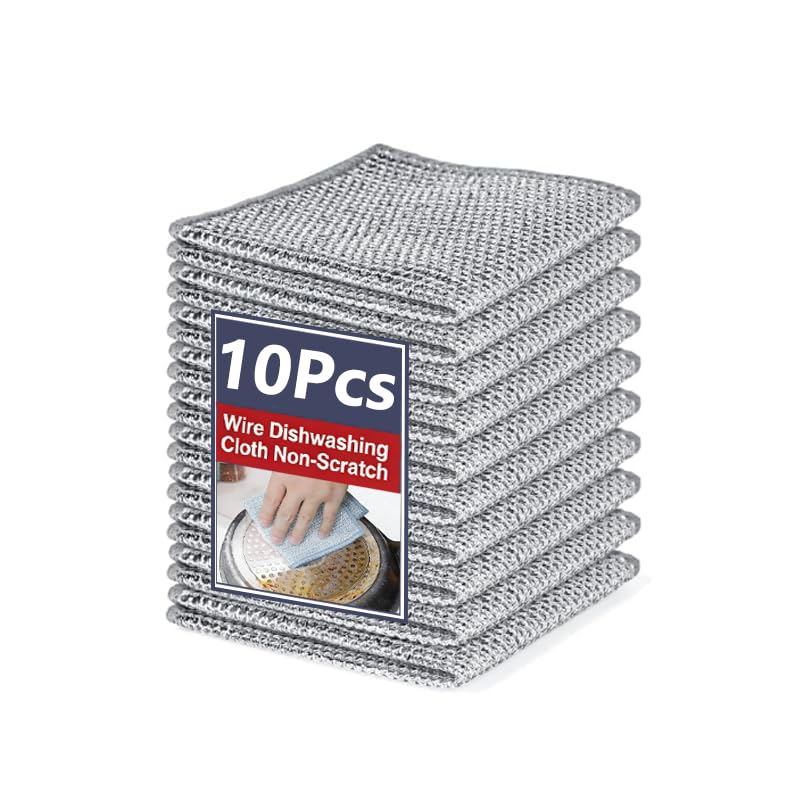 Double-Sided Steel Wire Dishwashing Cloths - Reusable, Heavy-Duty Kitchen Cleaning Rags