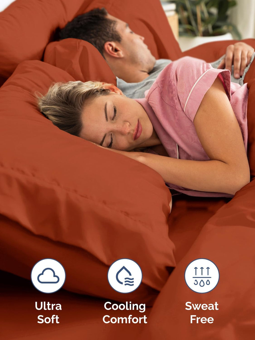 Skiennix Extra Deep Full Sheet Set - 6 Piece Breathable Cooling Bedding - Soft, Wrinkle-Free Terracotta