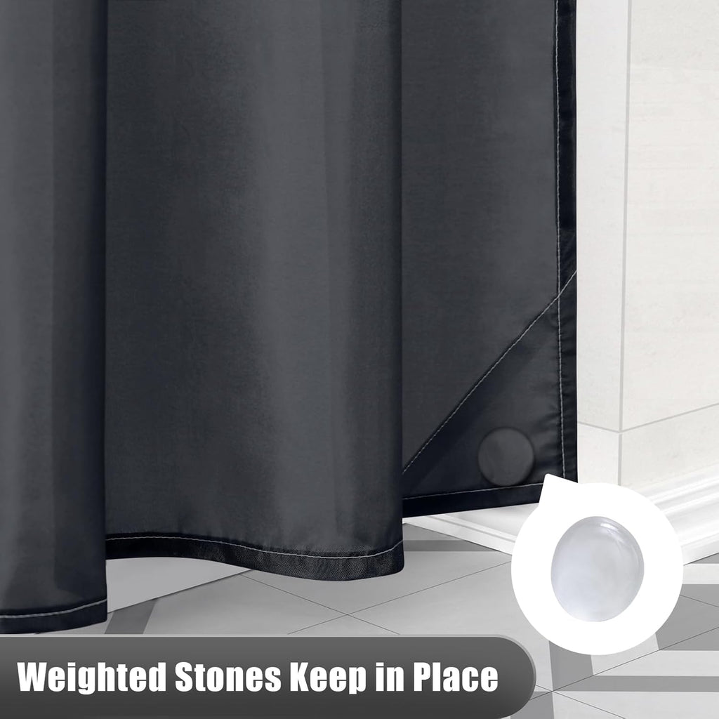 OLANLY Luxury Ombre Shower Curtain Set - Waterproof & Washable | Black & Grey, 72x72 Inches