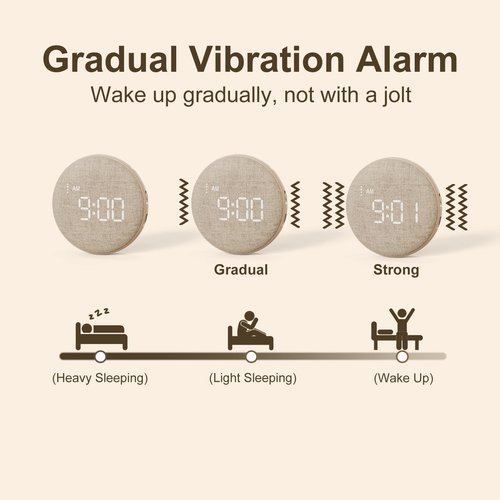 REACHER Travel Vibrating Alarm Clock for Heavy Sleepers Adults, Silent, Dual Alarm Clock, Compact Under Pillow Bed Shaker, Rechargeable Battery Operated, Small, Portable