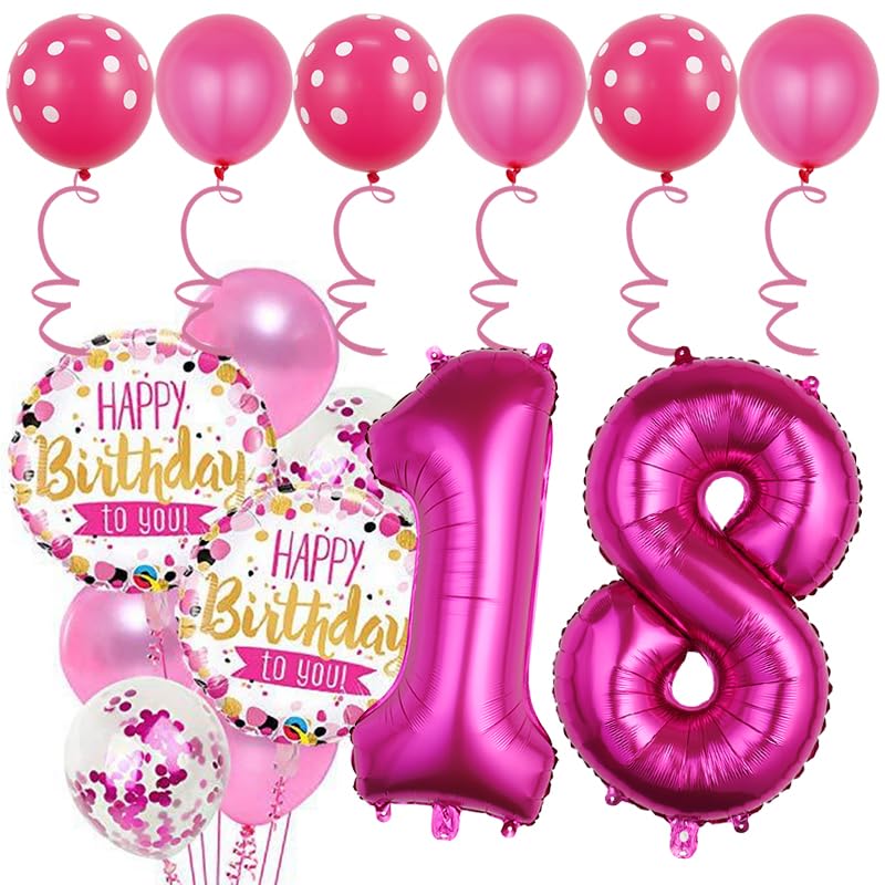 18th Birthday Party Decorations Rose Red Balloon Set 16 Pcs