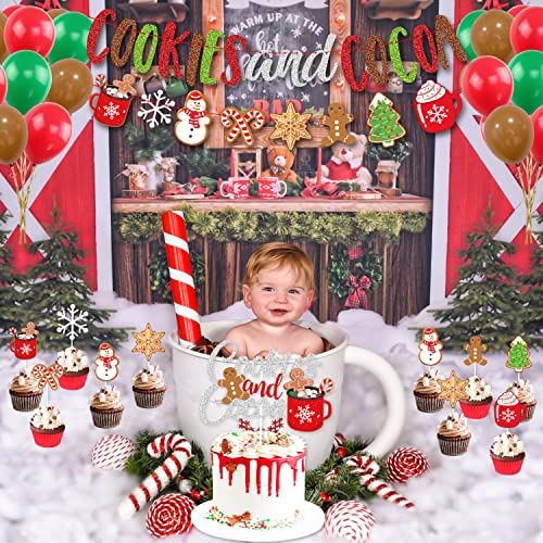 Christmas Cookies and Cocoa Party Decorations Set Banner Balloons Toppers