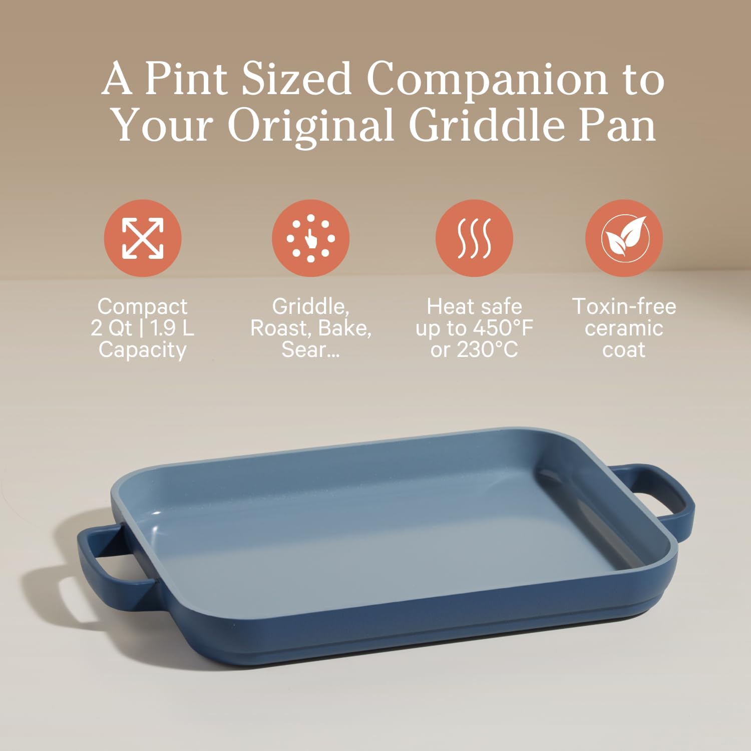 Our Place Mini Griddle Pan - 9" Nonstick Ceramic Griddle for Stovetop & Oven | PFAS-Free, Oven-Safe to 450°F | Blue Salt