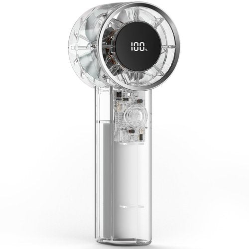 TriPole Portable Fan Mini Handheld Turbo Fan for Travel, 20H Max Cooling Time, 1-100 Speeds Rechargeable Battery Fans with LED Display, Transparent Hand Held & Desk Personal Fans for Outdoor Beach