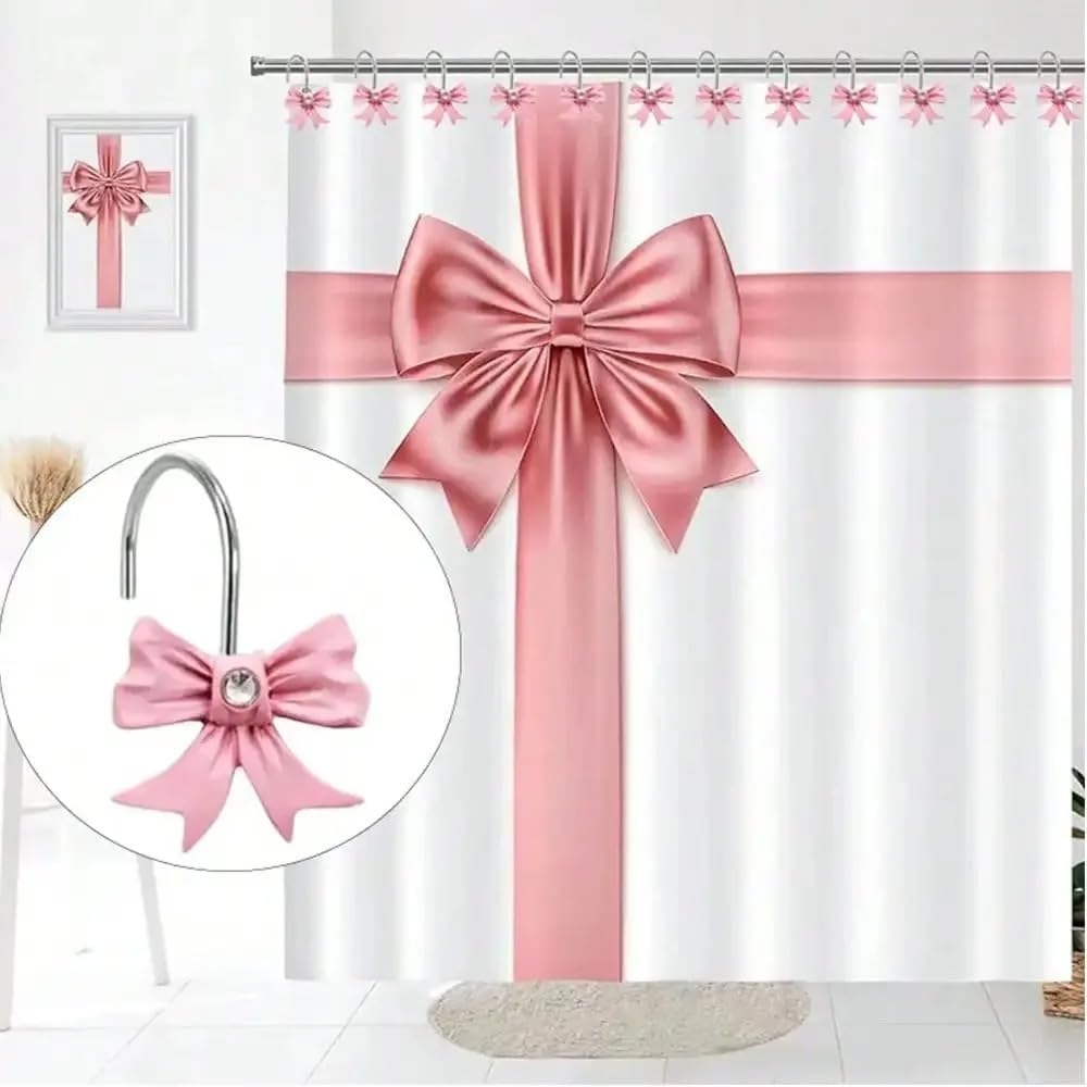 Skiennix Decorative Shower Curtain Hooks - Rust Resistant Bow Tie Design | Pack of 12 for Stylish Bathrooms