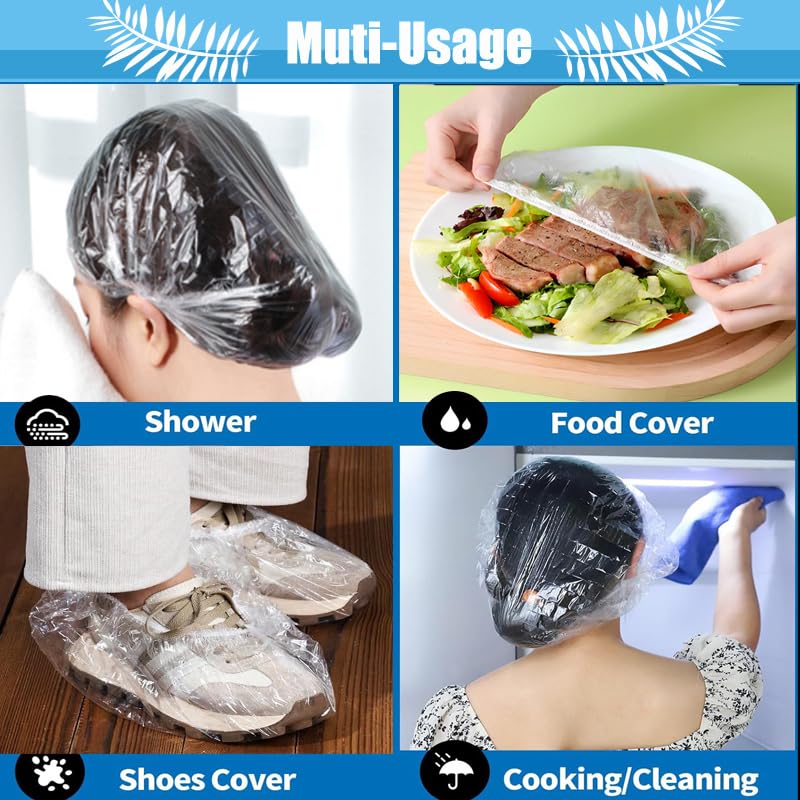 Groumh Large Disposable Shower Caps 50 Pcs Waterproof Hair Bath Caps