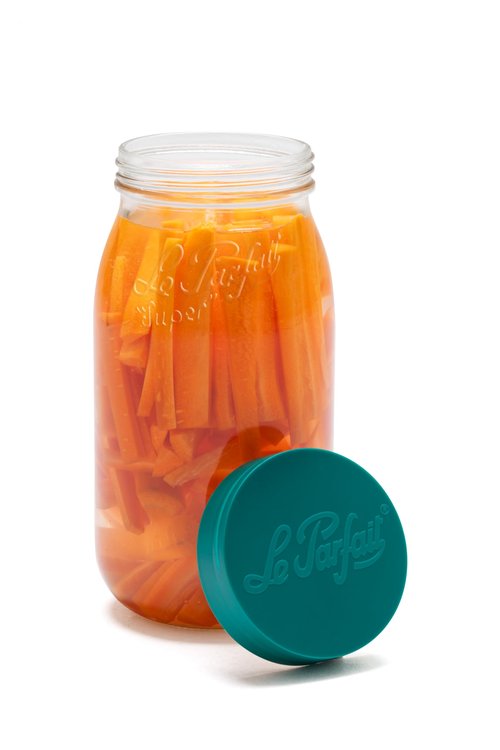 Le Parfait Screw Top Jar Wide Mouth French Glass Jar | Ideal for Food and Soup Storage, Canning, Flour, Brown Sugar, and other Baking Supplies (2L/64oz, Pack of 3, Pine)