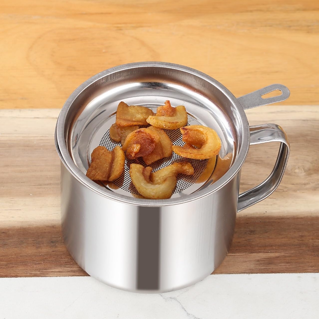 HCXCQLSUY Grease Container, Bacon Grease Container with Strainer, Cooking Oil Keeper with Lid and Easy-Grip Handle (1 L)