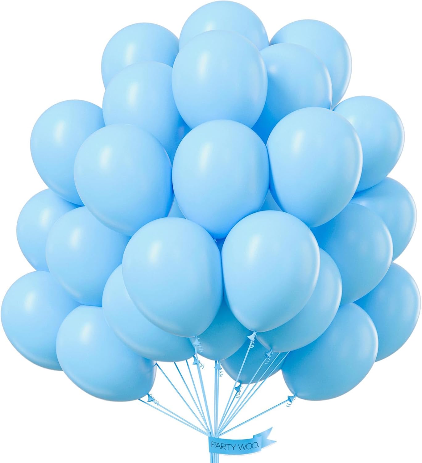 PartyWoo Light Blue Balloons - 50 Pcs 12 Inch Pastel Latex Helium Balloons for Baby Showers & Parties