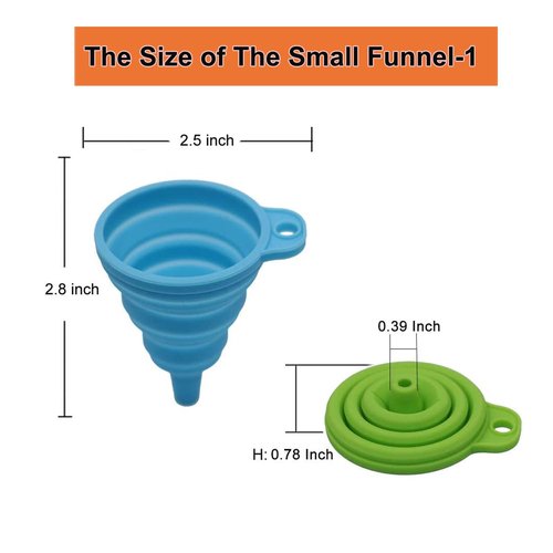 KongNai Funnel Set - Foldable Silicone Kitchen Funnels for Easy Liquid Transfer | 6 Pack, Small & Large