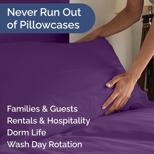King Pillow Cases by [Brand Name] - Ultra Soft Hotel Quality - Wrinkle-Free, Stain Resistant - 10 Pack - Purple