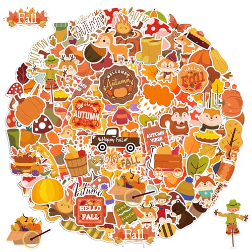 150 Fall Vinyl Stickers Pack - Waterproof Autumn Designs for Kids & Adults