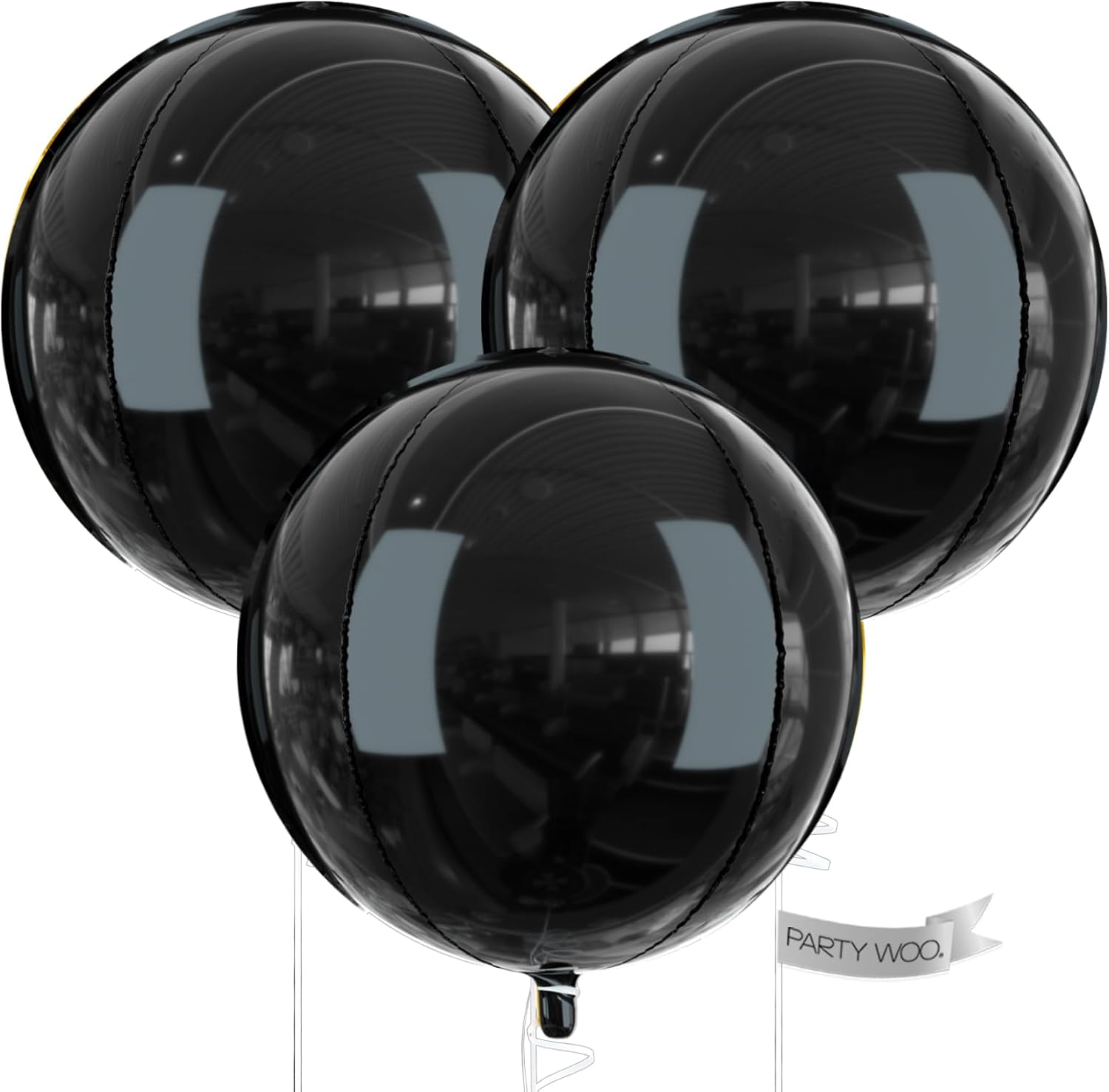 PartyWoo Black Foil Balloons - 50 Inch Jumbo Round Mylar Balloons for Halloween & Birthday Celebrations