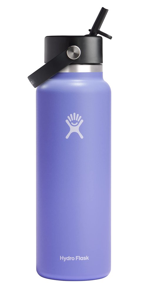 Hydro Flask 40 Oz Wide Flex Straw Cap Bottle - Insulated Stainless Steel - Wide Straw Lid, Non Spill, Leakproof in Lupine