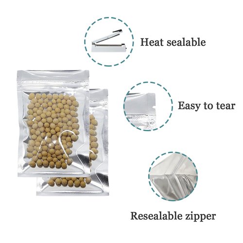 PABCK 1000 Pack 3.3x5.5 inch (Inside Size 3x4.3 inch) Clear Front Resealable Heat Seal Bags for Zip Bulk Food Storage Lock Bag Reclosable Airtight Foil Pouch Zipper Lock Packaging with Tear Notches