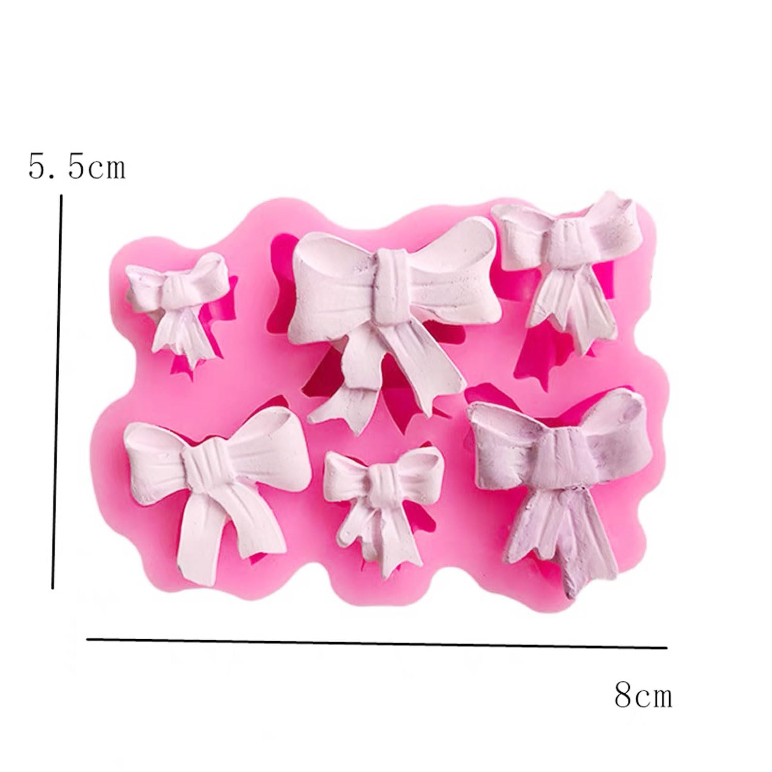 5 Pack Silicone Bow Fondant Mold Heart Silicone Molds Bowknot Cake Pop Mold Chocolate Candy Bow Molds for Birthday Wedding Party DIY Cake Decoration - Reusable Baking Tools Gift for Bakers