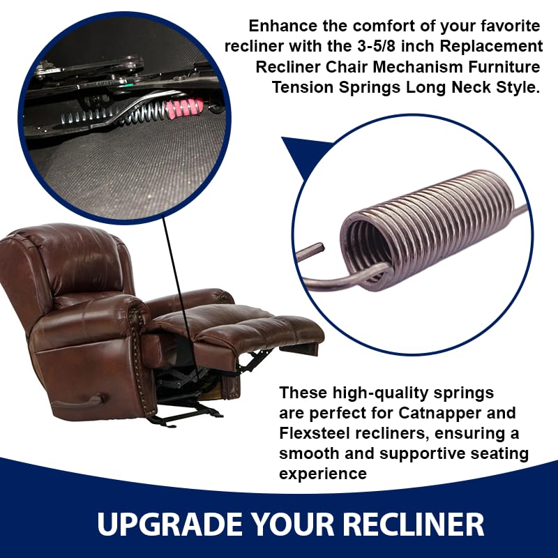 4 Pack Long Neck Replacement Recliner Springs for Catnapper & Flexsteel