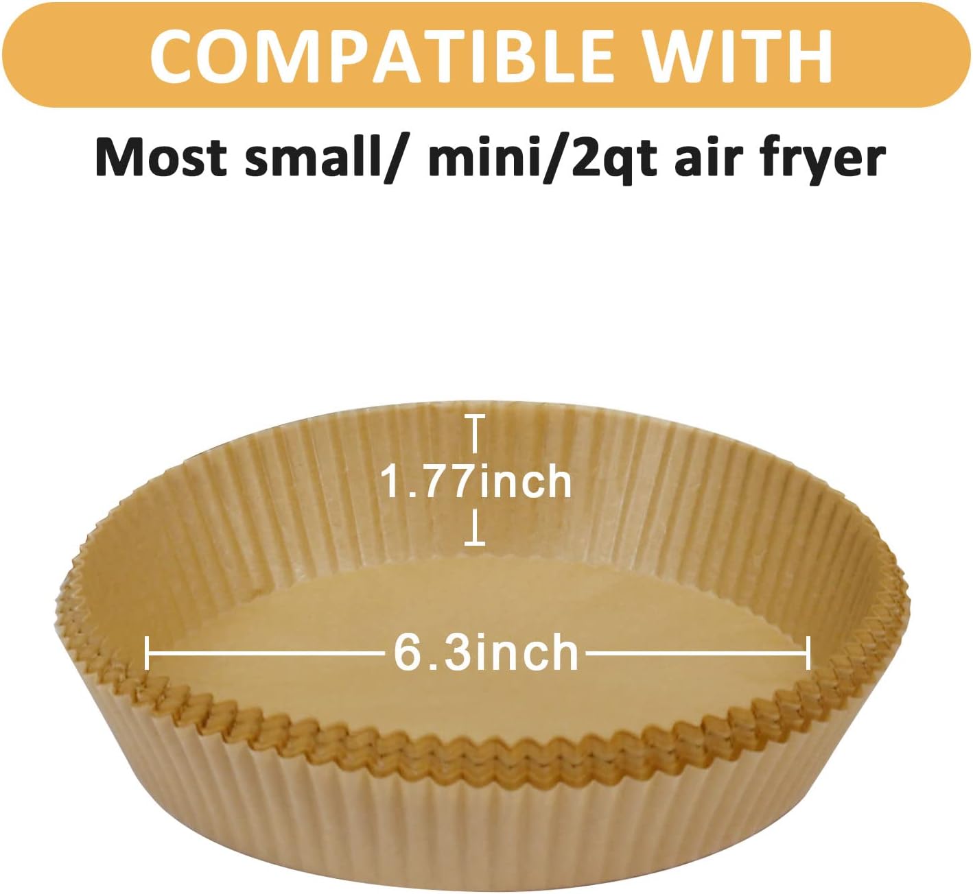 SIUDANGKA Mini Air Fryer Liners - 100 Pcs Non-Stick Parchment Paper Pads for 2QT Fryers | Compatible with Ninja, COSORI, Instant Vortex, CHEFMAN