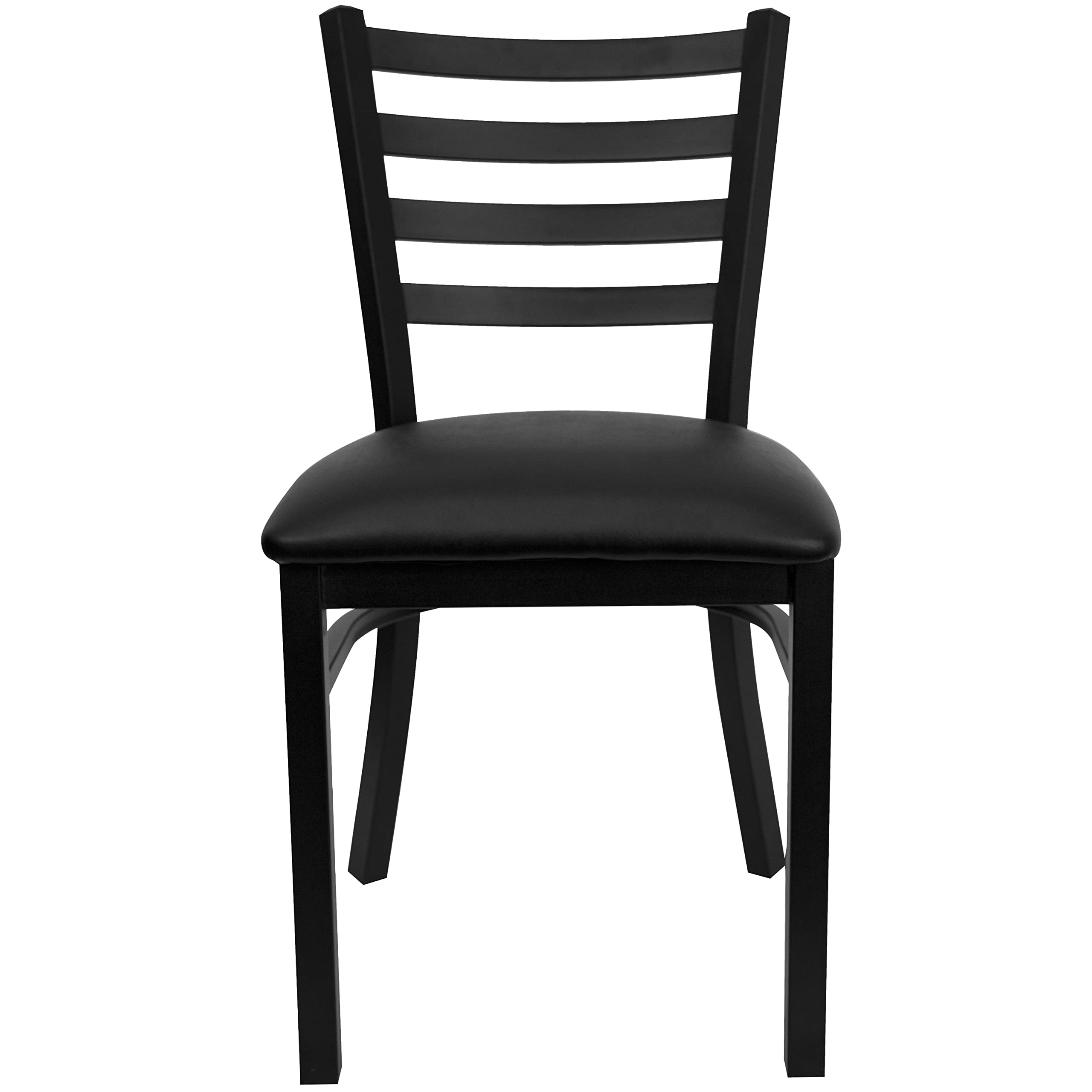 Flash Furniture HERCULES Series Black Ladder Back Metal Restaurant Chair - Black Vinyl Seat