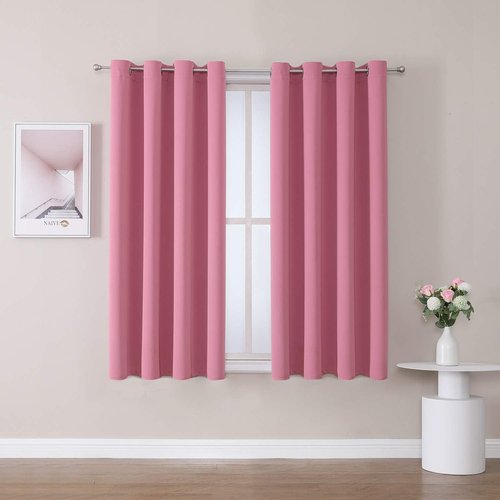 ChrisDowa Grommet Blackout Curtains - Thermal Insulated Room Darkening Panels, Pink, 52W x 63L