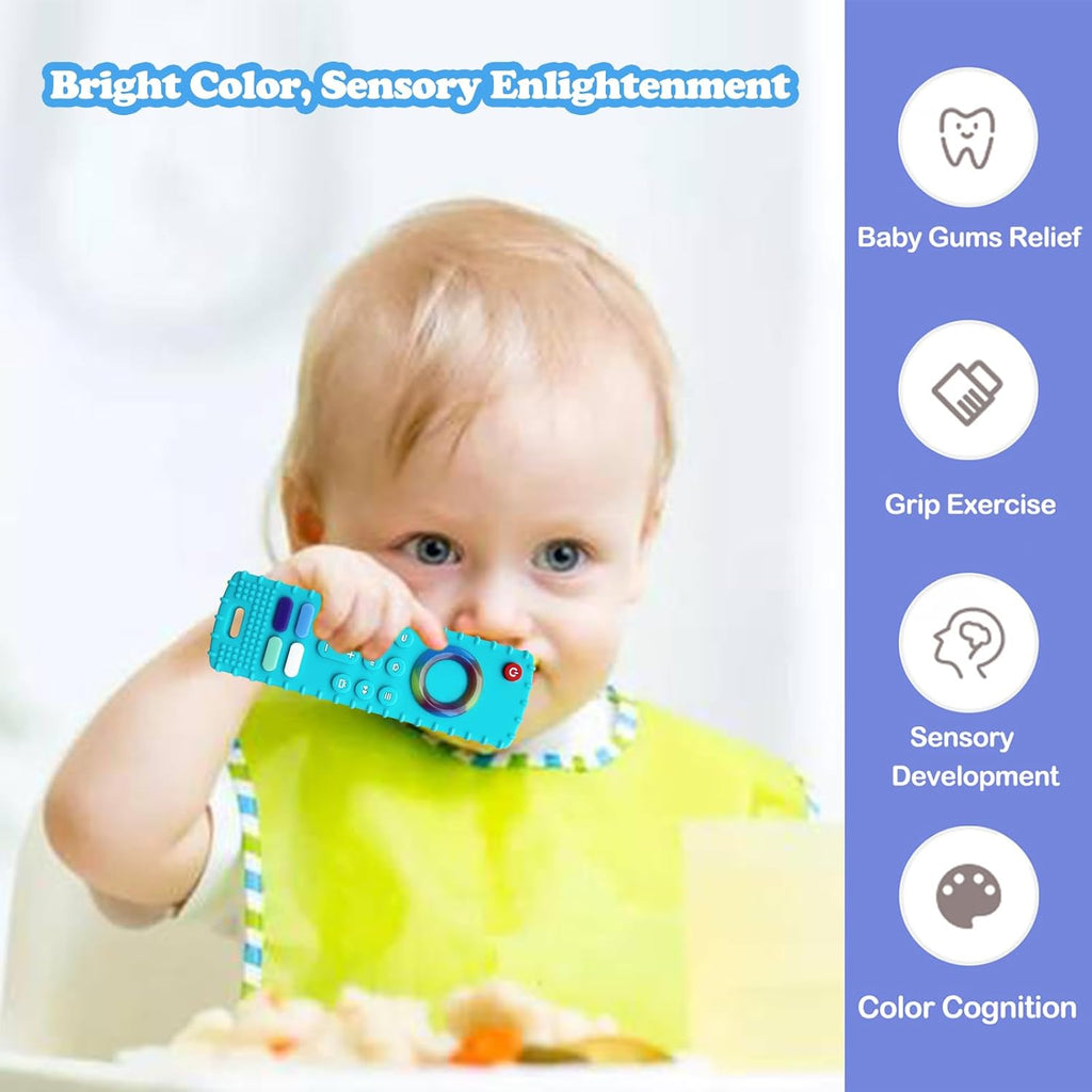 ROBBEAR Baby Teething Toy - Food Grade Silicone Teether in Fire TV Stick Shape | BPA-Free for 3-18 Months