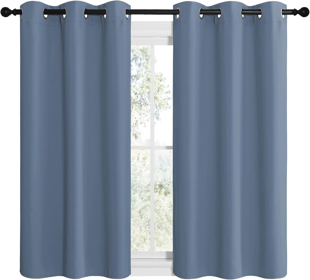 NICETOWN Thermal Insulated Blackout Curtain Panels - Solid Grommet Design, Stone Blue, 42" x 48" (1 Pair)
