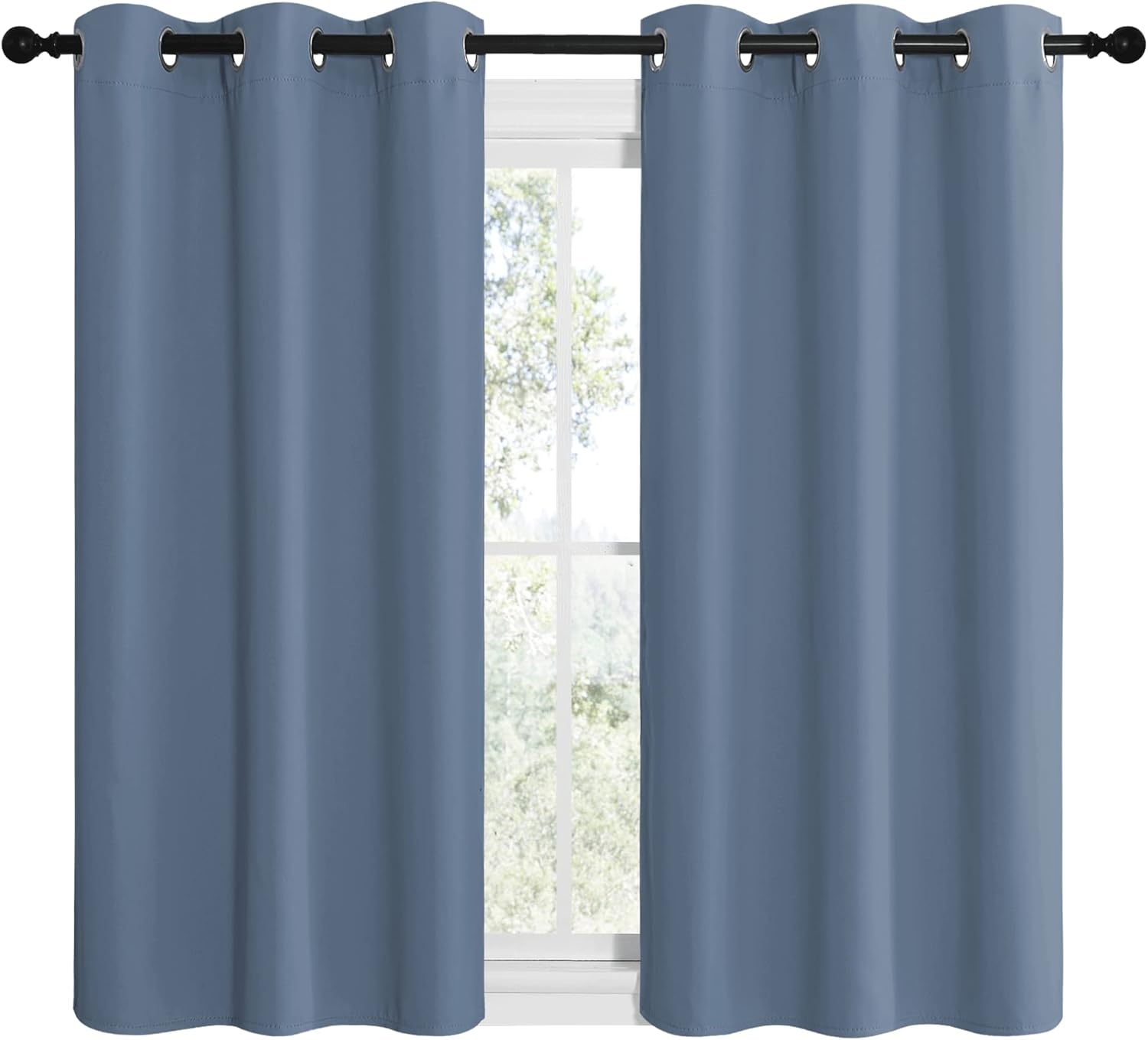 NICETOWN Thermal Insulated Blackout Curtain Panels - Solid Grommet Design, Stone Blue, 42" x 48" (1 Pair)
