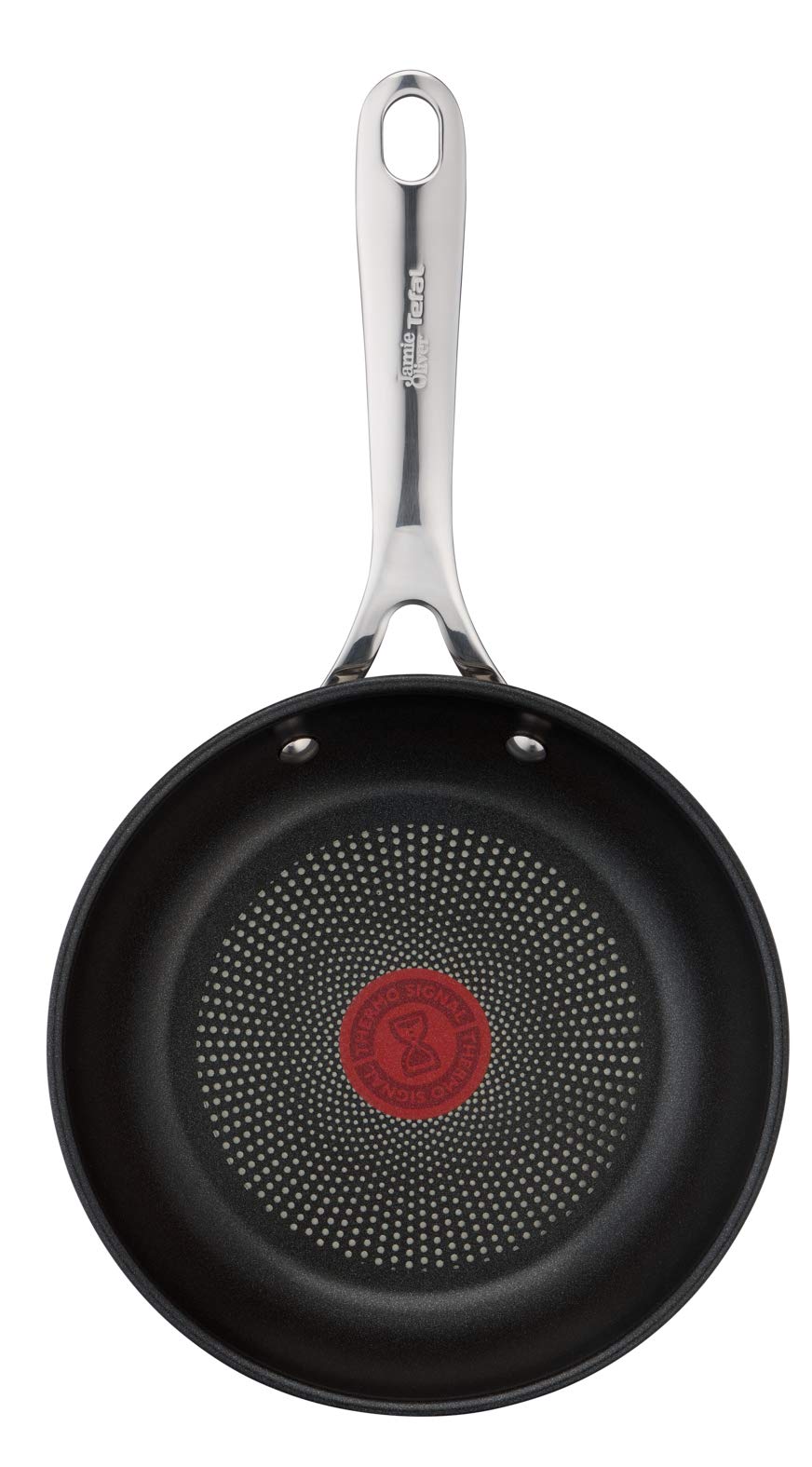 T-Fal x Jamie Oliver Nonstick Coated Stainless Steel Pans 9.5" & 11", Induction Compatible, Oven Safe up to 500°F, Chef's Stainless Steel Skillet, Frying Pan, Silver
