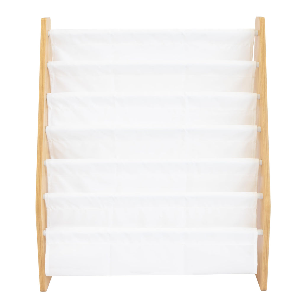 Humble Crew Kids Bookshelf, 6-Tier Front-Facing Book Display Organizer, Montessori Toddler Bookcase for Playroom, Bedroom & Reading Corner, White/Natural Wood