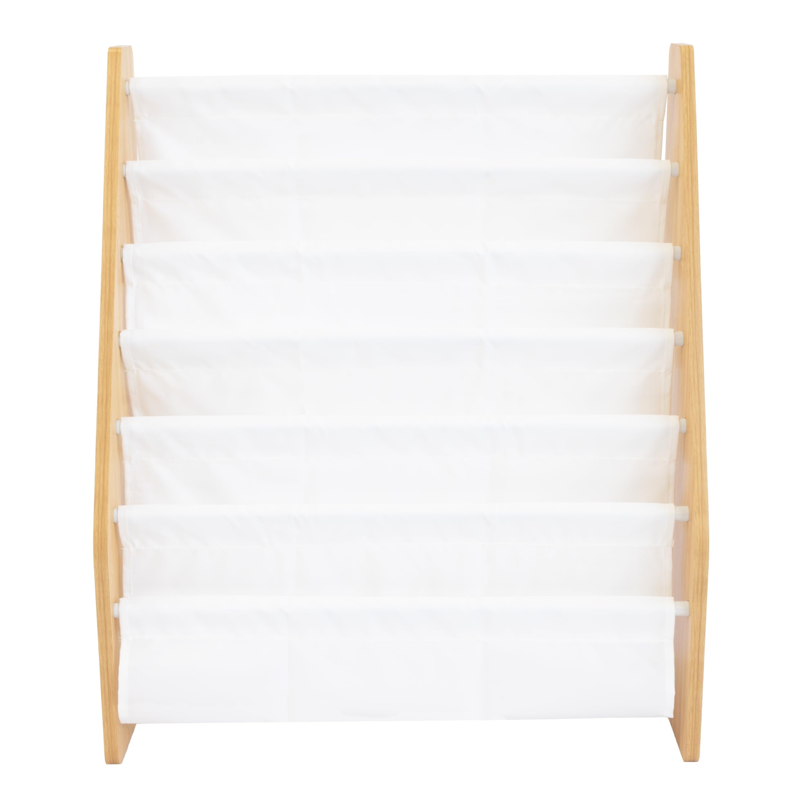 Humble Crew Kids Bookshelf, 6-Tier Front-Facing Book Display Organizer, Montessori Toddler Bookcase for Playroom, Bedroom & Reading Corner, White/Natural Wood
