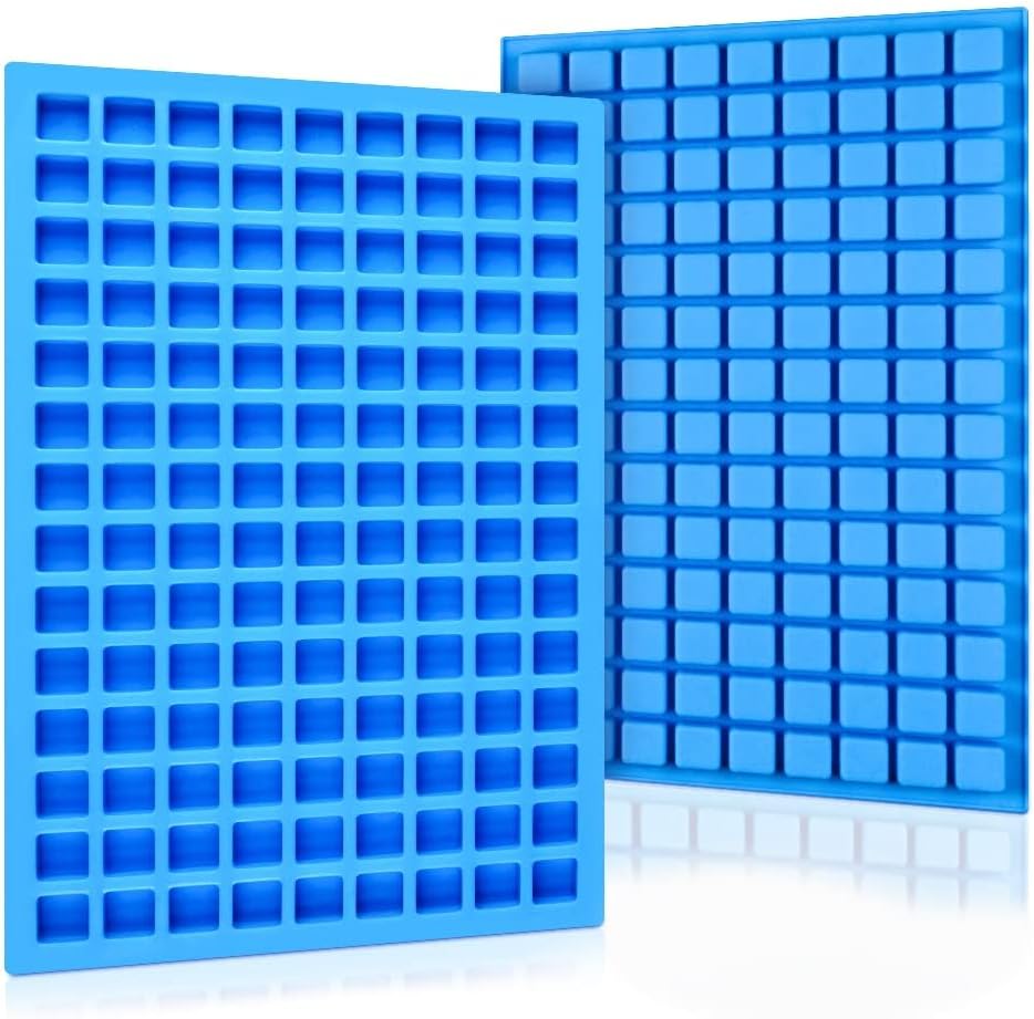 Skiennix Square Silicone Candy Molds - Mini Molds for Chocolate, Gummy, Caramel & Ice Cubes (Set of 2)