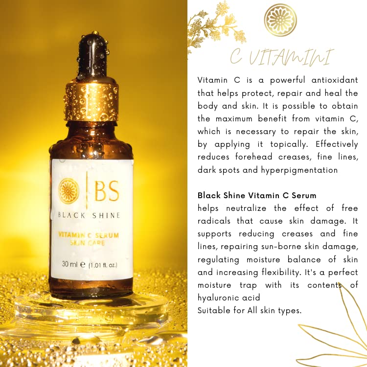 Black Shine Vitamin C Serum with Hyaluronic Acid Brightening Face Serum
