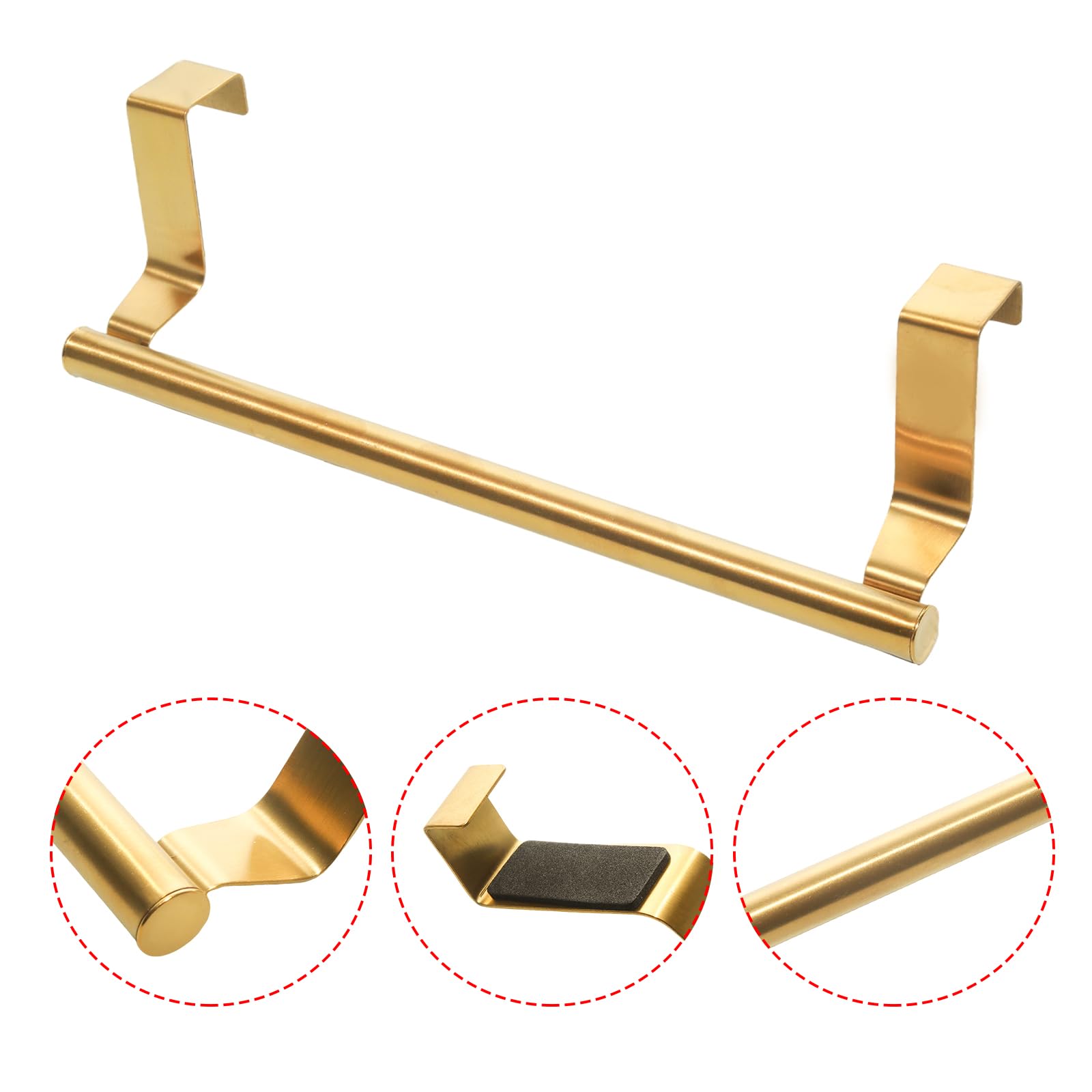 Pocoxll 2 Pack Gold Towel Holder, 9 Inch Stainless Steel Towel Holders, Kitchen Towel Rack, Over Cabinet Door Towel Bar, Suitable for Universal Installation in Kitchens and Bathrooms(Small)