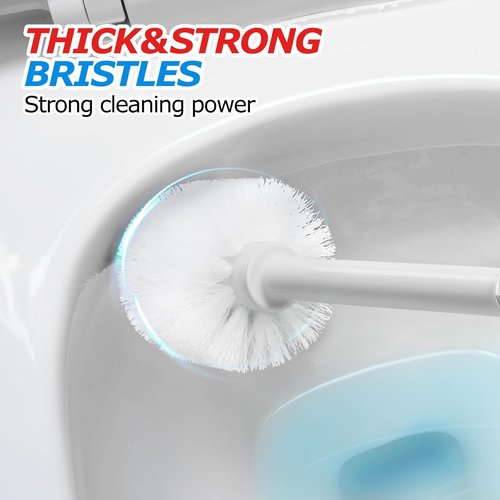 Forasto 2-in-1 Toilet Plunger and Brush Set - Extended Handle Bathroom Cleaning Tools | Cream Grey (21 Inch)